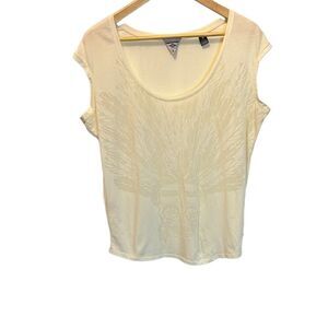 MADISON SCOTCH Petite Cream Burnout Skull Print Sleeveless Casual Top L